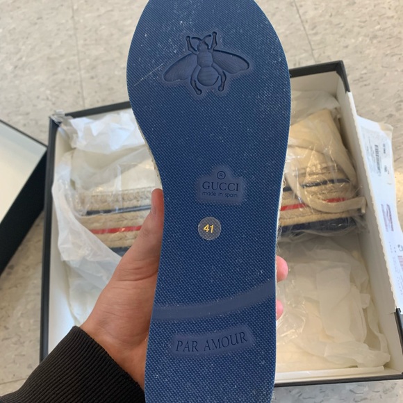 Brand new Gucci Logo Canvas Platform Espadrilles Sneakers Beige - Picture 4 of 7